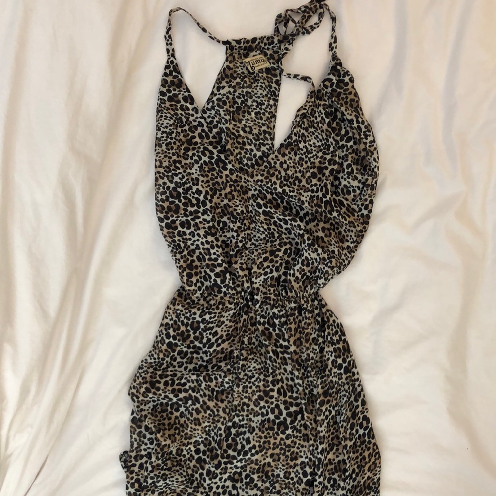 Show Me Your Mumu Leopard Maxi Dress with High Leg Slit (size medium)